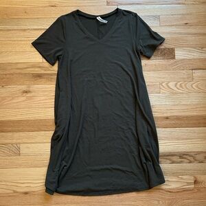 Army Green Shirt Dress with pockets